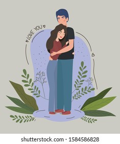 Couple of woman and man drawing design, Relationship valentines day love romance holiday and together theme Vector illustration