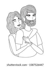 Couple of woman and man drawing design, Relationship love valentines day romance holiday and together theme Vector illustration