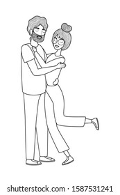 Couple of woman and man drawing design, Relationship love valentines day romance holiday and together theme Vector illustration