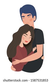 Couple of woman and man drawing design, Relationship love valentines day romance holiday and together theme Vector illustration