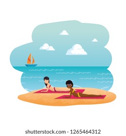 couple of women on the beach