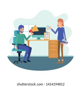 couple in the work office avatar character