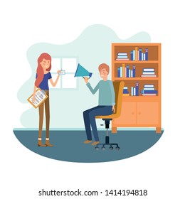 couple in the work office avatar character