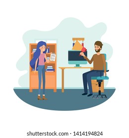 couple in the work office avatar character