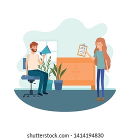couple in the work office avatar character