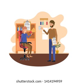 couple in the work office avatar character