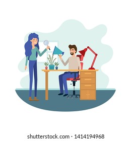 couple in the work office avatar character