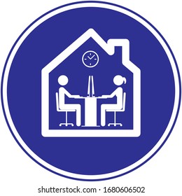 Couple working from home COVID-19 virus outbreak. Social distancing business. Icon vector illustration