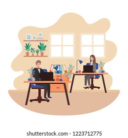 couple working in the office avatar character