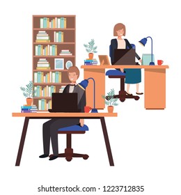 couple working in the office avatar character