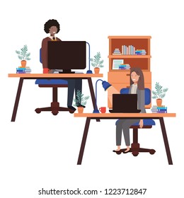 couple working in the office avatar character
