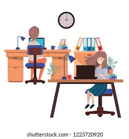couple working in the office avatar character