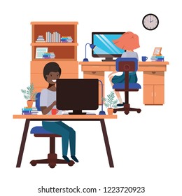 couple working in the office avatar character