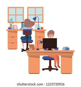 couple working in the office avatar character