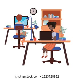 couple working in the office avatar character