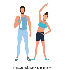 Couple Working Out Stock Vector (Royalty Free) 1335889574 | Shutterstock