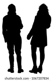 Couple of young guy and girl on white background