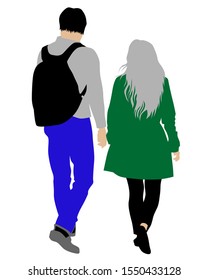 Couple of young guy and girl on white background