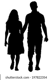 Couple of young guy and girl on white background