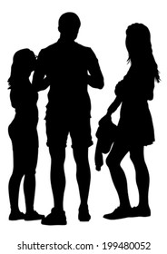 Couple of young guy and girl on white background