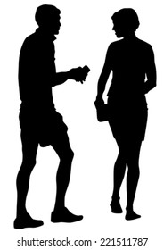 Couple of young guy and girl on white background