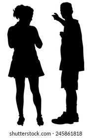 Couple of young guy and girl on white background