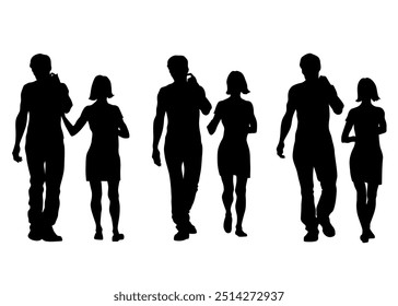 Couple of young guy and girl on white background