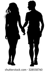 Couple of young guy and girl on white background