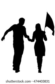 Couple of young guy and girl on white background