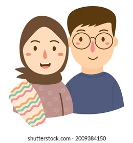 couple young man and woman illustration