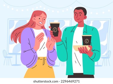 Couple of young people with coffee to go