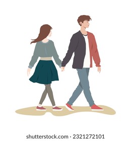 Couple of young people holding hands vector illustration