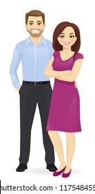 Couple of young people. Man and woman isolated vector illustration