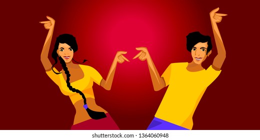Couple of young people. Vector for design flyer, invitation, card, poster.