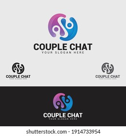 COUPLE-CHAT logo design vector template