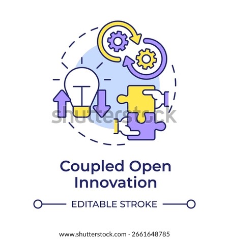 Coupled open innovation multi color concept icon. Combination of outside in and inside out strategies. Round shape line illustration. Abstract idea. Graphic design. Easy to use in brochure
