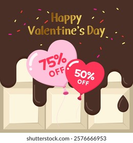 Couple's Anniversary. Valentine's Day, White Day, Chocolate Illustration for Lovers. Shopping, Discount, Sale, Event, and Vector Illustration Design.