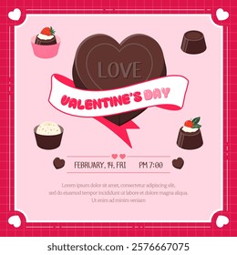 Couple's Anniversary. Valentine's Day, White Day, Chocolate Illustration for Lovers. Shopping, Discount, Sale, Event, and Vector Illustration Design.