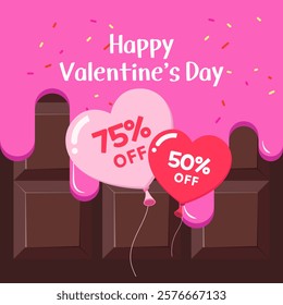 Couple's Anniversary. Valentine's Day, White Day, Chocolate Illustration for Lovers. Shopping, Discount, Sale, Event, and Vector Illustration Design.