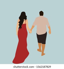 Couples back, illustration, vector on white background.