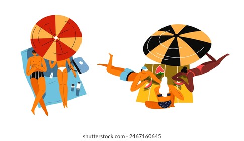 Paraguas de playa para parejas Arte vectorial