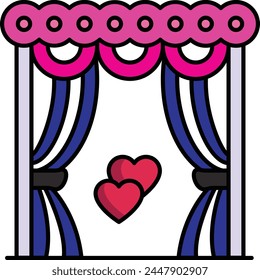 couples bedroom decorated with flowers and Heart concept, garlands or strings of roses vector design, Arabic Muslim marriage Symbol, Islamic wedding customs Sign,asian matrimonial illustration