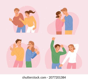 Couples are dancing happily. flat design style vector illustration.