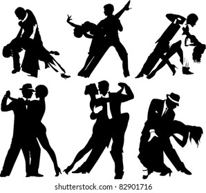 Couples Dancing Latin American Dancing (vector Illustration);