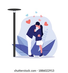 Couples facing each other. Couple kissing, Boyfriend hugging his girlfriend. Vector design illustration