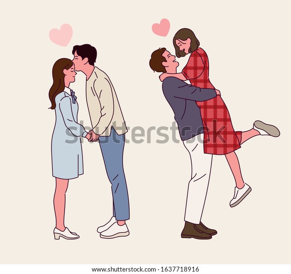 Couples Facing Each Other Couple Kissing Stock Vector (Royalty Free
