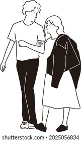 
Couple's good friend date Vector material with a simple design