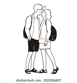 
Couple's good friend date Vector material with a simple design