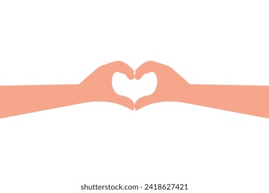 The couple's hands make heart shape. Showing the love that completes each other. The concept for Valentine's Day. Vector illustration flat design style