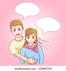 Couples Hold the waist with the chat box